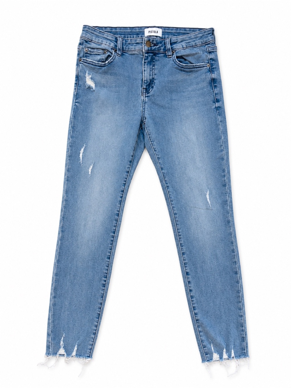 PISTOLA Arielle Skinny Jeans Scissor Cut Raw Hem Light Wash Denim 27